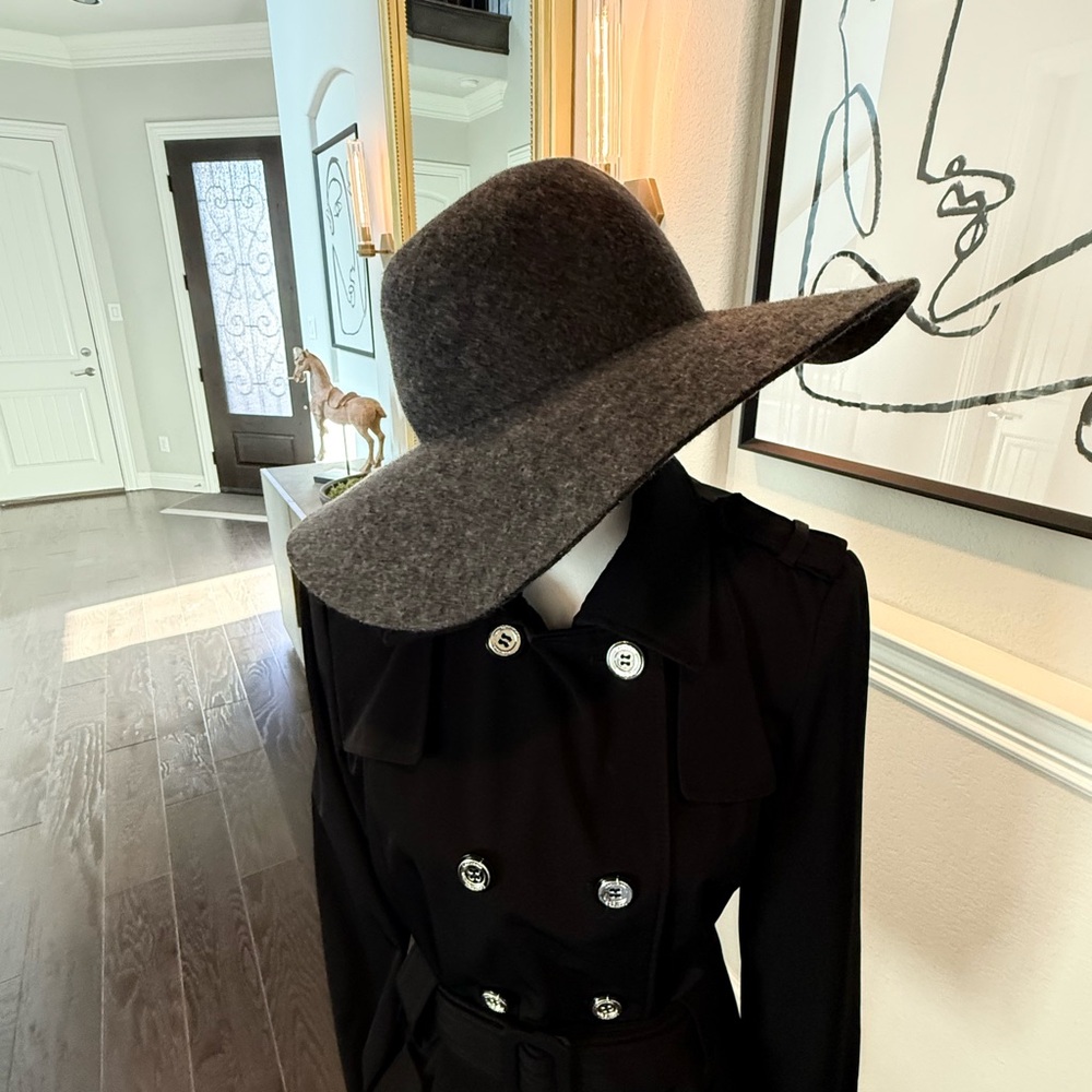 J. Crew Charcoal Wide-Brim Hat